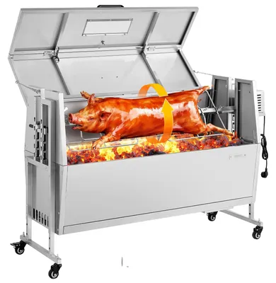 Zdjęcie produktu dla Profesjonalny Grill Rożenowy Vevor 38W 60Kg Stal Nierdzewna 46 Cali Wózki