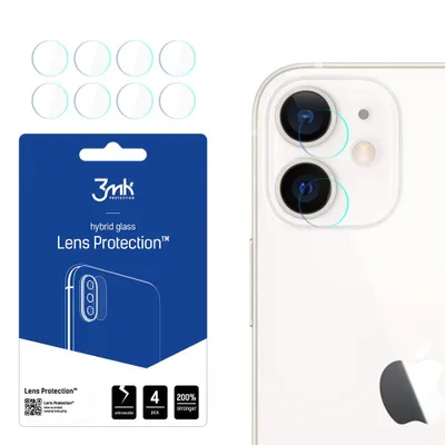 Produktbild von 3mk Hybridglas Lens Protection für Apple iPhone 12 Kamera Objektiv Kameralinse 0,16mm 6H (4 Stück)