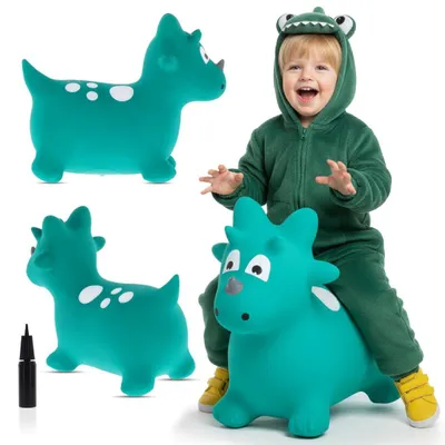 Produktbild von SUN BABY hüpftiere ab 1 Jahr mit Pumpe aufblasbares Hüpfspielzeug aus hochwertigem und strapazierfähigem Gummi grüner Dino