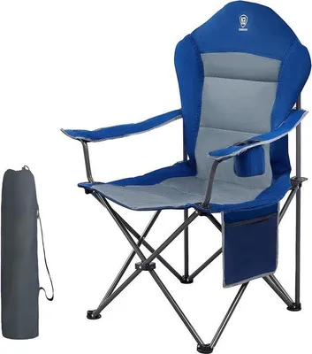 Produktbild von Famanu Campingstuhl Übergröße - Hochlehne, Klappbar, mit Becherhalter, Seitentasche, 136 kg (Blau)