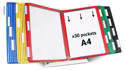 Metall-Tischdisplay A4, 30 Sichtbörder, schwarz
