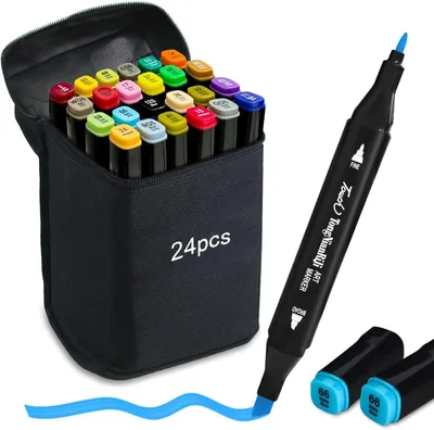 Produktbild von Alkoholmarker Set 24 Farben, Dual Tip Design, Permanente Marker für Manga, Skizzieren, Zeichnen