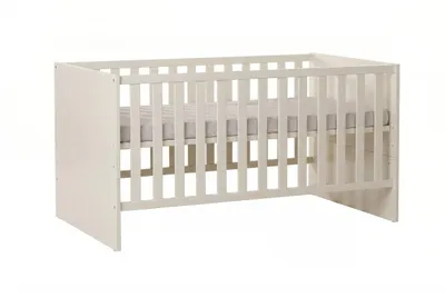 Produktbild von arthur berndt Babybett Essentials Premium 70x140 cm – Umbaubett zum Juniorbett, 4-fach höhenverstellbar, Schlupfsprossen, Weiß