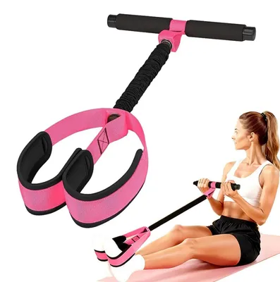 Immagine prodotto di Banda elastica multifunzionale per esercizi di resistenza con maniglie, colore rosa, attrezzo per il fitness domestico per l'allenamento di tutto il corpo