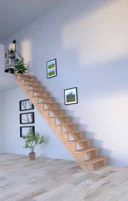 Produktbild von Holztreppe Lindos (Eiche) in gerader Ausführung-80 cm-ohne Geländer-ohne Setzstufen