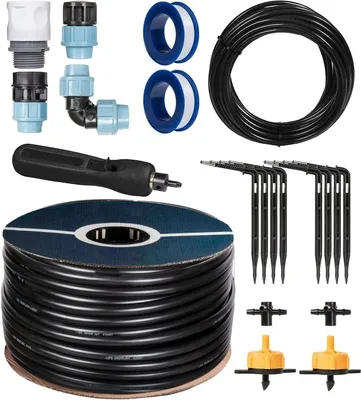 Produktbild von HOLZBRINK Start Set Gewächshaus Bewässerung Bewässerungssystem inkl. 10 m LDPE Verlegerohr 20 mm, 2x Tropfer 8l/h, HTB-09-B-10