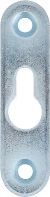 Produktbild von Linsen-Bettbeschlagplatte, 70 x 18 x 3 mm, 1 Schlüsselloch, Stahl verzinkt
