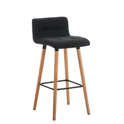 Produktbild von CLP 2er Set Barhocker Lincoln Stoff mit Rückenlehne und Fußstütze - schwarz Gestell Farbe natur