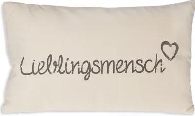 Produktbild von Lieblingsmensch Deko Kissen Bezug 30x50 cm Baumwolle Kissenhülle Beige mit Taupe