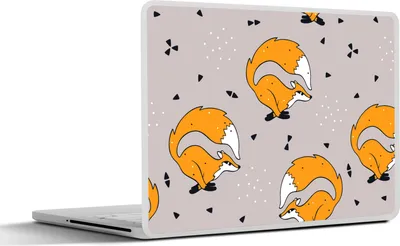 Produktbild von MuchoWow® Laptop Aufkleber Sticker Cover Mädchen - Fuchs - Tiere - Muster - Mädchen - Kinder - Kinder 36.5x27.5 cm - Laptop-Sticker