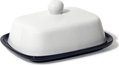 Zdjęcie produktu dla Maselniczka ceramiczna 250g czarno-biała maselniczka porcelanowa