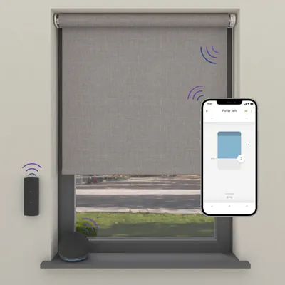 Produktbild von Cocoon Home Elektrisches Rollo 110x190, Verdunkelnd, Smart, Hellgrau Struktur