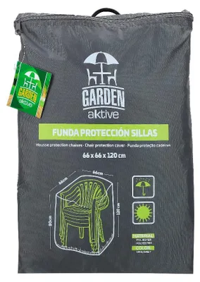 Imagen del producto de Funda protectora para sillas de jardín, impermeable, resistente a los rayos UV, de 66x66x120x80 cm, para uso en exteriores