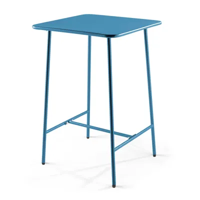 Produktbild von Quadratischer Bartisch aus Stahl in 70 x 70 x 105 cm Pazifisch blau - Oviala Palavas