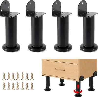 Produktbild von Verstellbare Möbelfüße 4 Stück 12-18 cm Schwarz Metall