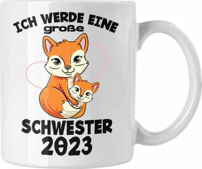 Produktbild von Trendation - Große Schwester 2023 Tasse Geschenk Lustiger Spruch Große Schwester Geschenkidee Geburtstag (Weiß)