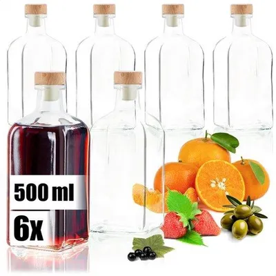 Productafbeelding van 6 glazen flessen 500 ml met kurk