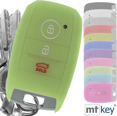 Produktbild von Auto Schlüssel Hülle Silikon Schutz Cover Fluoreszierend Grün kompatibel mit KIA Picantio Rio Ceed Soul Sportage Stonic 3 Tasten KEYLESS SMARTKEY