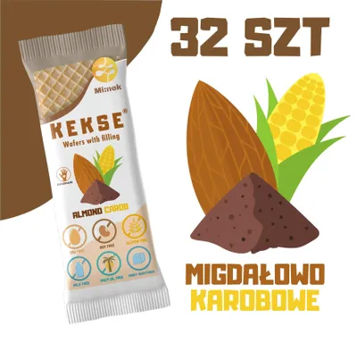Zdjęcie produktu dla KEKSE Wafle migdałowo-karobowe 32 szt.