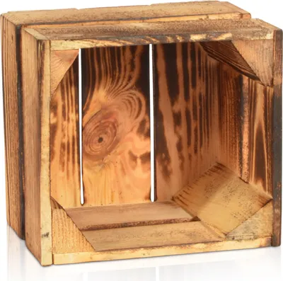 Produktbild von CHICCIE Geflammte Obstkisten - Einzelkiste 22 x 20 x 15cm Holzkisten Weinkisten Holz Kisten Apfelkisten Obstkiste Gebrannt