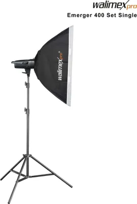 Image de Walimex pro Emerger 400 Set Single – Flash studio 400 Ws, récepteur 2,4 GHz, recharge rapide, lumière LED, 16 canaux, mobile
