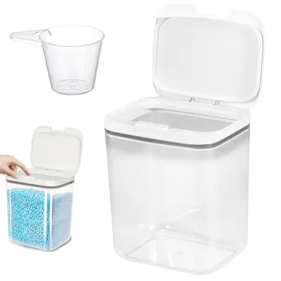 Produktbild von Aufbewahrungsbox mit Deckel, 5,5 Liter, luftdicht, mit Schnappverschluss, für Waschmittel, Waschpulver, Waschmittelkapseln, Mehl und Wachsperlen.
