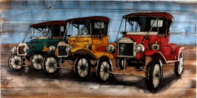 Produktbild von Wandbild Metallbild Relief Oldtimer 3D-Effekt Unikat 140x80x5cm handgefertigt