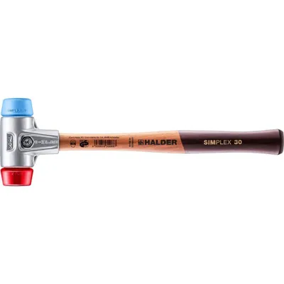 Produktbild von HALDER SIMPLEX Schonhammer Ø 30 mm TPE-soft blau / Plastik rot mit Aluminiumgehäuse