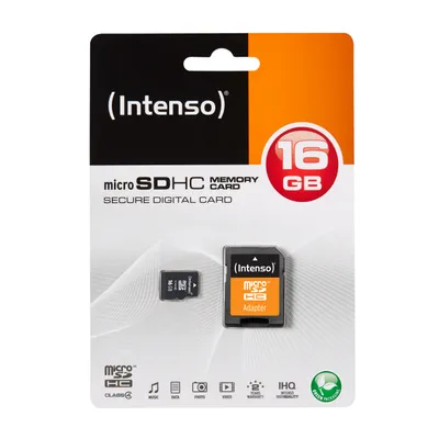 Produktbild von Intenso microSD Karte Class 4, 16 GB, MicroSDHC, Klasse 4, 20 MB/s, 5 MB/s, Staubresistent, Kratzresistent
