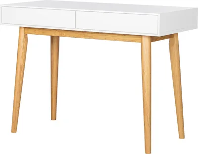 Produktbild von home24 Schreibtisch mit 2 Schubladen - Weiß / Eiche