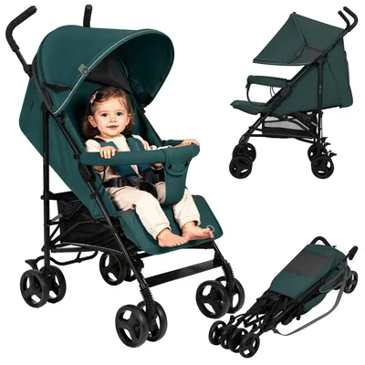 Obrázok produktu pre Lionelo Elia Buggy malý skladací kočík Buggy do 15 kg Nastaviteľná opierka chrbta a nožníc Zadná brzda Sieťka proti komárom - Green Graphite
