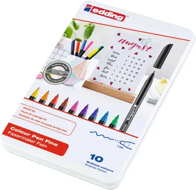 Immagine prodotto di Edding 1200 colourpen, Fine, Nero, Blu, Marrone, Verde, Arancione, Rosa, Magenta, Rosso, Giallo, Penna a sfera, 1 mm, Multicolore, Rotondo