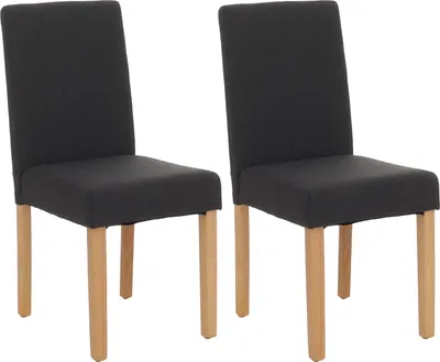 Image de lot de 2 chaises de salle à manger Chaise de cuisine Littau ~ textile, noir, pieds clairs