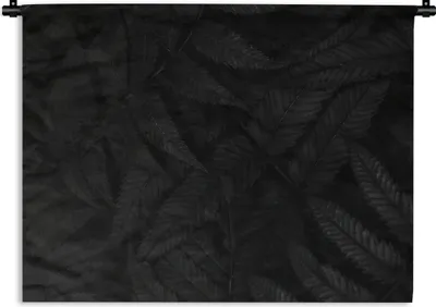 Produktbild von MuchoWow® Wandteppich Wandbehang Blätter - Schwarz - Weiß - Pflanzen - Botanisch 150x112.50 cm Tapisserie Dekoration Wandtuch - Wanddecke - Wandteppiche