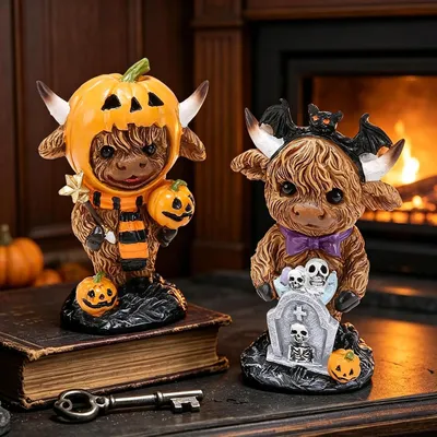 Obrázok produktu pre 2 kusy dekorácií na Halloween: vysoká umelá kvetina, dekorácia s motívom strašidelnej tekvice a náhrobok