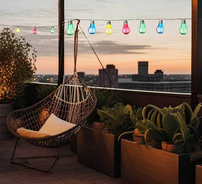 Produktbild von Solar Lichterkette Glühbirne 10 Stück Bunt Garten Partyleuchten für Pavillon