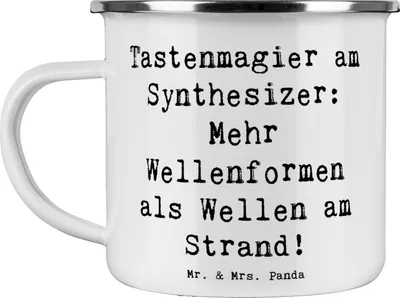 Produktbild von Mr. & Mrs. Panda Teetasse Spruch Synthesizer Magie - Weiß - Geschenk, Musizieren, Pott, Musikliebhaber, Haferl, Tastenmagier, Blechtasse, Lernen, Klänge, Musik, Teebecher