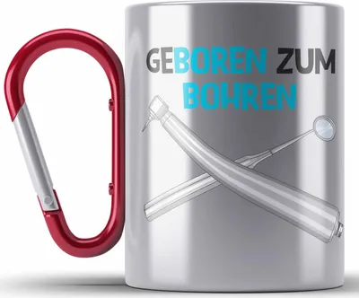 Produktbild von Trendation - Zahnmedizinische Fachangestellte Geschenk Edelstahl Tasse Karabiner mit Spruch Zahnarzt Geschenkidee Zahnartzhelferin (Rot)