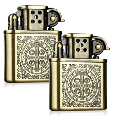 Produktbild von Benzinfeuerzeug Metall 2 Stück Windfest Retro Nachfüllbar Vatertagsgeschenk