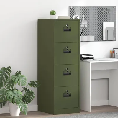 Produktbild von "Schlussverkauf" Aktenschrank mit Schubladen 2 Stück - Aktenschrank für Büro - Büroschrank - Olive Grün 44x50x106,5 cm C15040