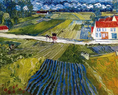 Zdjęcie produktu dla Vincent Van Gogh Art Print Obraz - Krajobraz Auvers po deszczu, 1890 (40 x 50 cm)