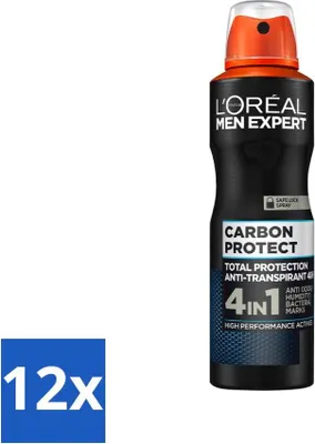 Obrázok produktu pre L'Oréal Men Expert Deodorant v spreji Carbon Protect 150 ml - hodnotné balenie - 12 kusov