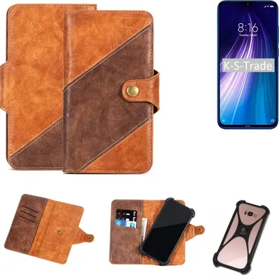 Produktbild von K-S-Trade Handyhülle Schutzhülle Bookstyle Case Wallet-Case kompatibel mit Xiaomi Redmi Note 8 Cover Klapphülle Kantenschutz Smartphone dunkelbraun
