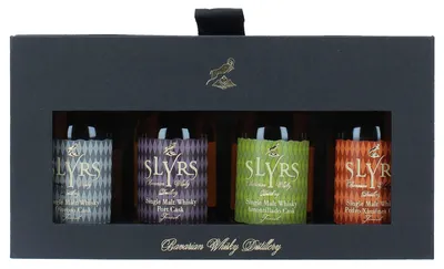 Produktbild von Slyrs 4er Geschenkbox - Finishes 2025 - Single Malt Bavarian Whisky
