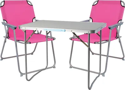 Produktbild von 3-teiliges Campingmöbel Set Alu L70xB50xH59cm pink