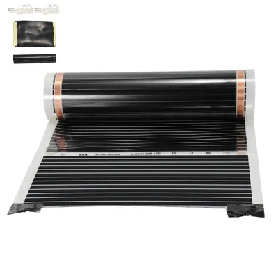 Productafbeelding van Clanmacy verwarmingsfolie voor vloerverwarming, infrarood elektrische verwarming, 220W/m², geschikt voor 10m², set verwarmingsfolie, 2x0,5 meter per stuk