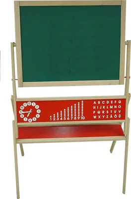 Produktbild von roba Tafel, Standtafel drehbar, Schreibtafel liniert, Maltafel magnetisch, Kindertafel Holz, natur