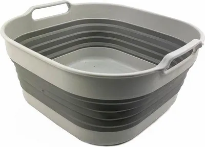 Produktbild von Unyqoos® Faltbarer 10 L Eimer und zusammenklappbare Schüssel – BPA‑frei, platzsparend, grau, Antirutschboden, Griff & Aufhängeöse, ideal für Camping und Haushalt
