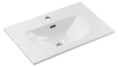 Obrázek produktu pro Keramické umyvadlo do skříňky 61 × 40 cm, bílá lesklá, obdélníkové