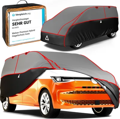 Produktbild von WALSER Hagelschutz Abdeckplane Transporter, Abdeckplane Bus Premium Hybrid, Vergleichssieger * Bus Hagelschutzplane Größe 12 für VW T4/T5/T6 Ford Tourneo/Opel Vivaro/Mercedes Vito/Viano